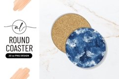 Blue Abstract Fairies Circle Round Coaster Png Product Image 1