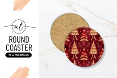 Festive Christmas Trees Seamless Round Coaster Png Product Image 1
