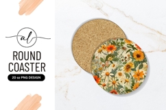 Floral Round Coaster Png Flower Garden Product Image 1