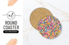 Pink Round Coaster With Colorful Sprinkles Product Image 1