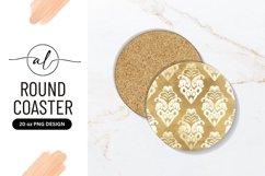 Golden Damask Round Coaster Png Graphic Product Image 1