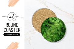 Tropical Leaves Green Round Coaster Png Product Image 1