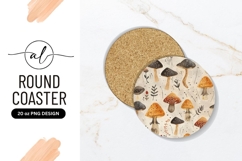 Mushroom Pattern For Round Coaster Png Product Image 1
