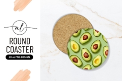Avocado Halves Seamless Pattern Round Coaster Png Product Image 1