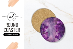 Purple Orchids On Round Coaster Png Product Image 1