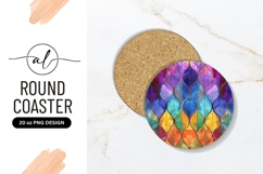 Colorful Abstract Leaf Pattern Round Coaster Png Product Image 1