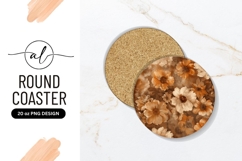 Brown Floral Circle Background Round Coaster Png Product Image 1