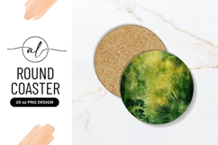 Tropical Leaves Green Watercolor Round Coaster Png Product Image 1