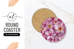 Pink Frangipani Flowers Round Coaster Png Product Image 1