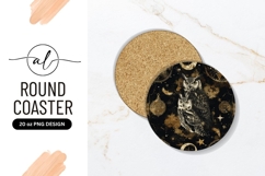 Two Owls On Dark Round Coaster Png Product Image 1
