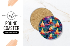 Colorful Christmas Trees Pattern Round Coaster Png Product Image 1