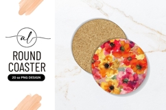Watercolor Flower Arrangement Round Coaster Png Product Image 1