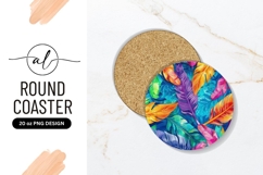 Vivid Feather Pattern Round Coaster Png Product Image 1