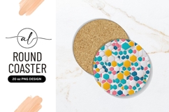 Colorful Hexagon Pattern Round Coaster Png Design Product Image 1