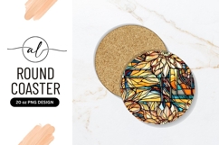 Floral Stained Glass Round Coaster Png Product Image 1