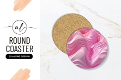Pink Abstract Wavy Background Round Coaster Png Product Image 1