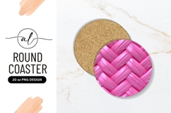 Pink Woven Texture Round Coaster Png Product Image 1