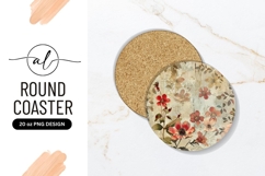 Round Coaster P N G with Floral Illustration in Red Product Image 1