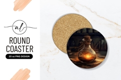 Glowing Potion Bottle on Aged Paper with Cork Stopper Product Image 1
