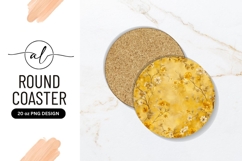 Round Coaster P N G with Yellow Floral Pattern and Botanical Product Image 1