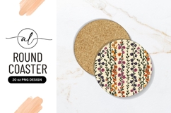 Round Coaster P N G Floral Pattern with Orange Purple Product Image 1