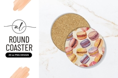 Watercolor Macarons Pattern on Round Coaster P N G Product Image 1