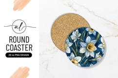 Blue and White Daffodils with Yellow Centers on a Dark Blue Product Image 1