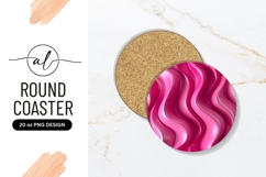 Pink Waves Round Coaster Png Background Product Image 1