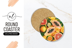 Vibrant tropical fruit round coaster png design Product Image 1
