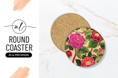 Embroidered Floral Round Coaster Png Design Product Image 1