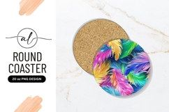 Colorful tropical leaf round coaster png design Product Image 1