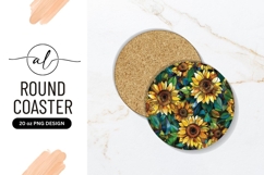 Vibrant sunflower round coaster png design Product Image 1