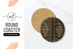 Antique gold and black round coaster png design Product Image 1