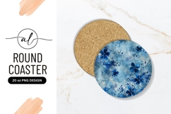 Blue floral round coaster png design Product Image 1