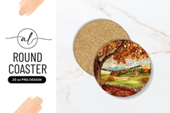 Autumn landscape round coaster png design Product Image 1