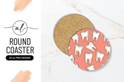 Dental teeth pattern round coaster png design Product Image 1