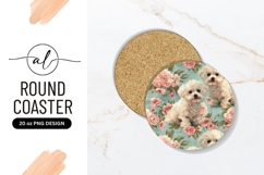 Charming floral maltese dog coaster design Product Image 1