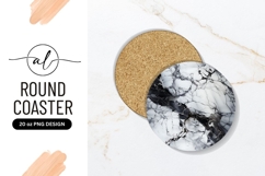 Black And White Marble Round Coaster Png Product Image 1