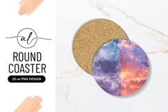 Round coaster png design with sunset and clouds Product Image 1