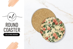 Vintage floral round coaster png design Product Image 1