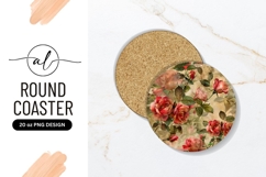 Vintage rose pattern round coaster png design Product Image 1