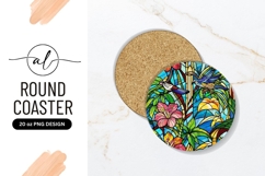 Stained Glass Tropical Birds And Flowers Illustration Product Image 1