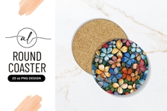 Colorful floral round coaster png design Product Image 1