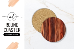 Elegant Dark Wood Round Coaster Png Product Image 1
