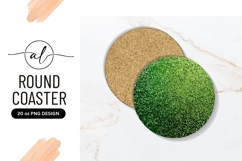 Green Glitter Round Coaster Png Design Product Image 1