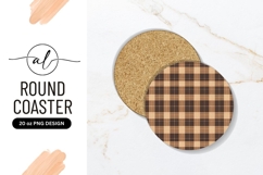 Brown Plaid Round Coaster Png Design Product Image 1