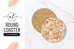 Elegant golden roses round coaster png design Product Image 1