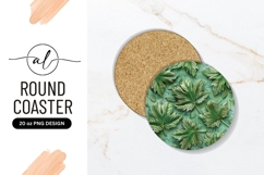 Green leaf pattern round coaster png design Product Image 1
