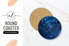 Blue glitter round coaster png design Product Image 1