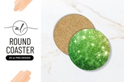 Green glittery round coaster png design Product Image 1